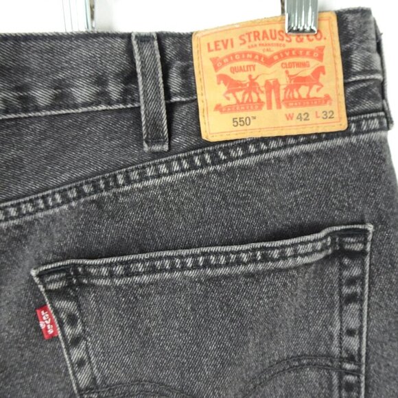 Levi's 550 Relaxed Jeans Men's Size 42x32 Washed Black Denim Cotton Loose Fit - Picture 7 of 11